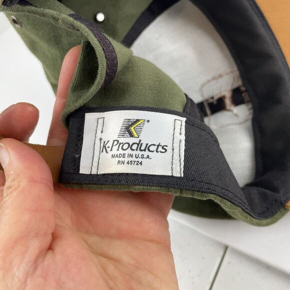 Vintage John Deere K Products Suede Bill Farm Snapback Hat Cap Green Made in USA - Picture 8 of 8